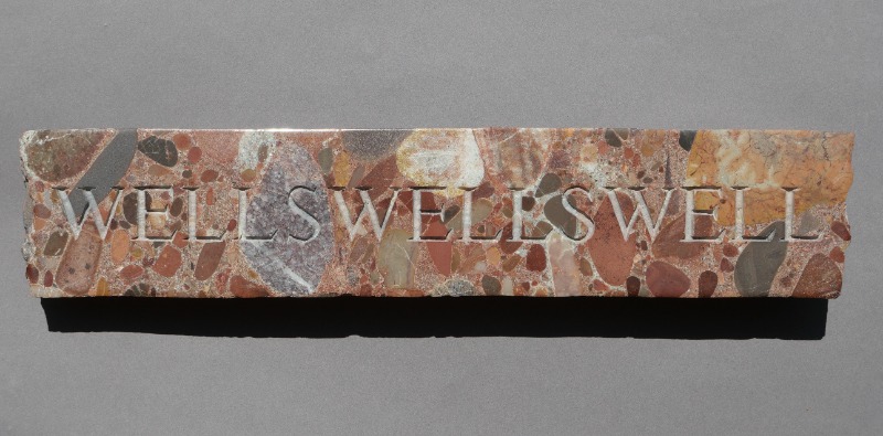 Lee Harrops work Alls Well That Ends Well, 2020. Hand engraved geological  core sample, cored bore RN 19674. Brewer Conglomerate, Alice Springs, Northern Territory. Sourced from Geoscience Australia. Image and copyright Lee Harrop