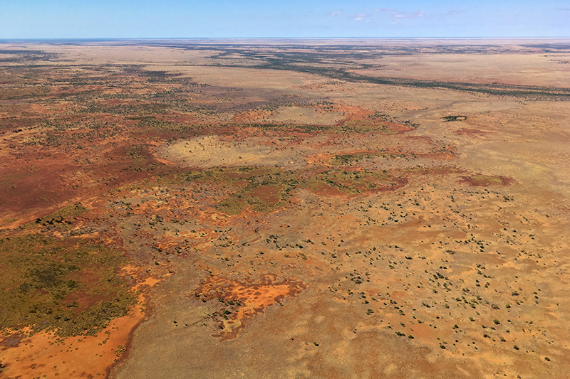 Aerial view of the Barkly Tablelands, an area of the Northern Australia Geochemical Survey.