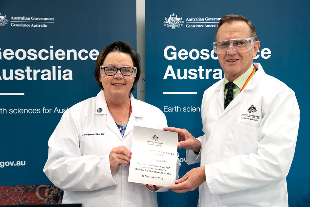 Minister Madeleine King MP and Geoscience Australia CEO Dr James Johnson formally opened the laboratory