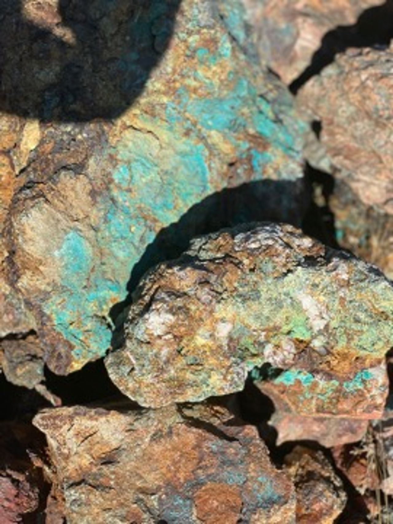 Copper-rich waste rock containing cobalt collected from a mine in north-west Queensland. Photo: Anita Parbhakar-Fox