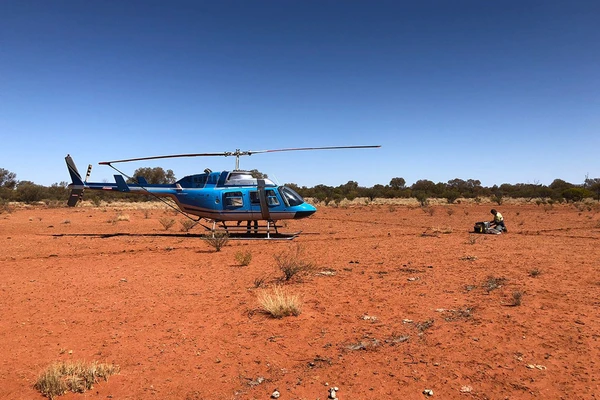 Magnetotelluric data collection equipment being deployed on site in the Northern Territory.