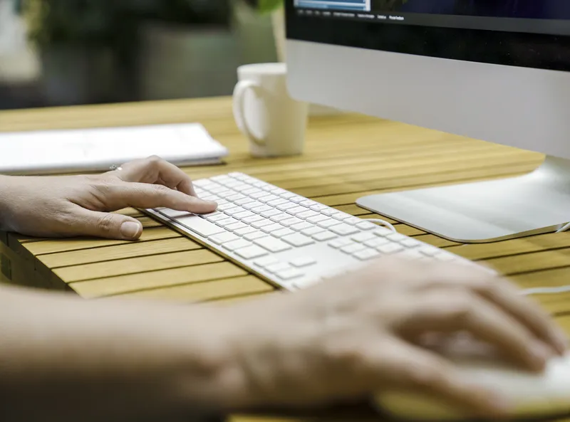 Person working on a laptop