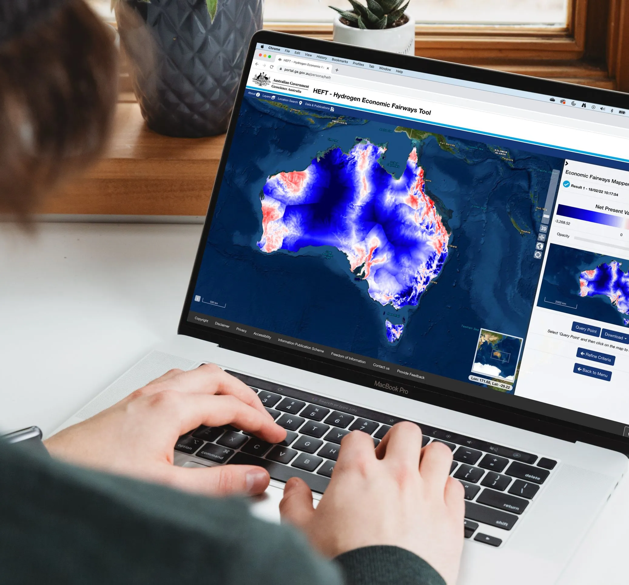 The Economic Fairways Mapper on the computer screen