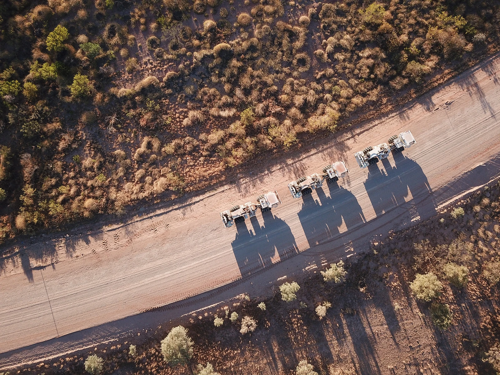 Trucks following one another